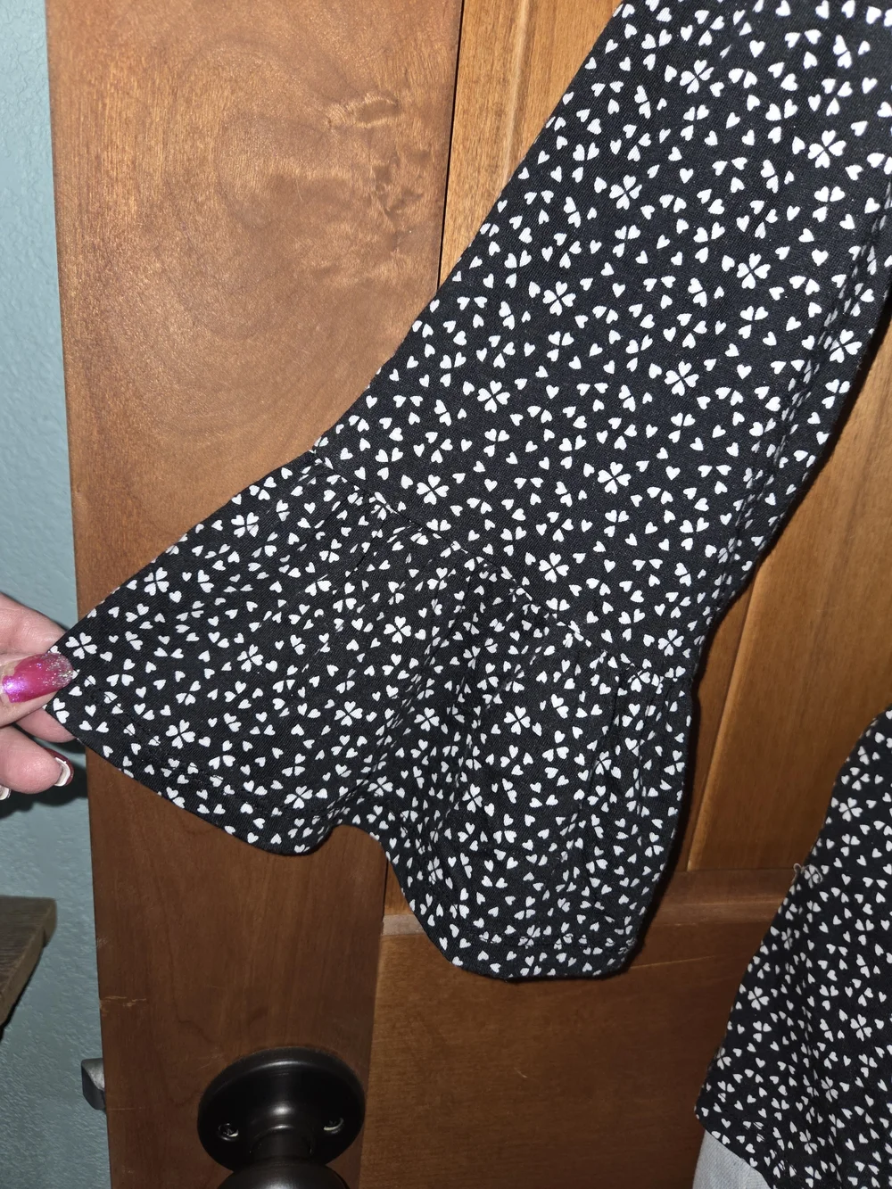Michael Kors Black and‎ White Scoop Neck Bell Sleeve Top